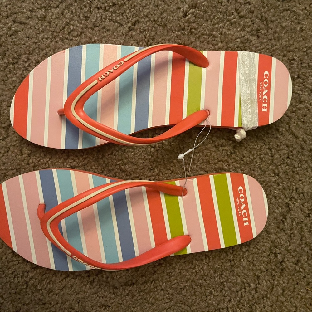 Coach Striped Flip Flops